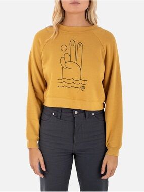 NWT Jetty Deuces Cropped Mustard Sweatshirt - Women